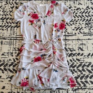 ASTR the Label Size Large Light Blue Floral Ruffle Dress